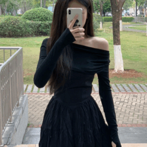 Black Bandage Long Sleeve Kpop Fashion Women Dress