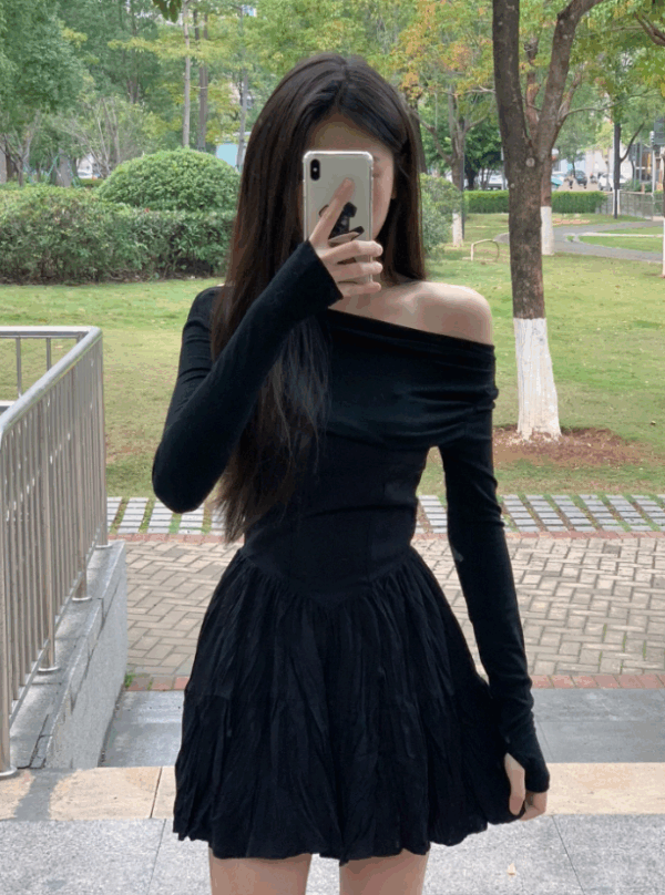 Black Bandage Long Sleeve Kpop Fashion Women Dress