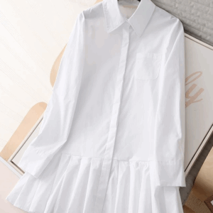 Kpop Fashion Women White Shirt Dress